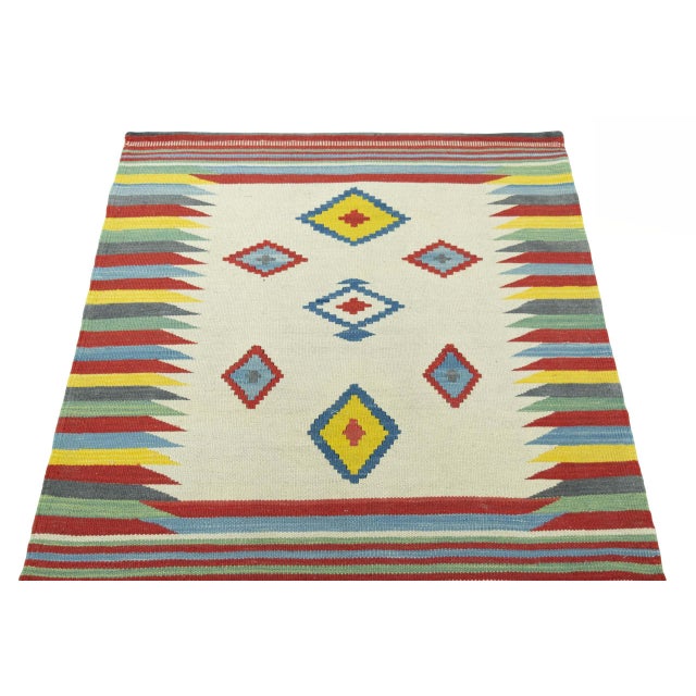 Modern Handwoven Kilim Rug For Sale - Image 3 of 9