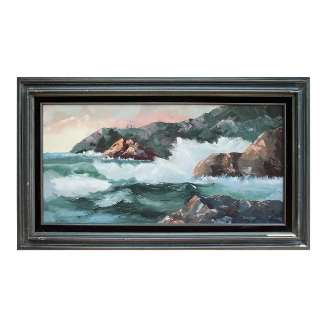 1970s Big Sur Coastline Landscape Oil Painting, Framed For Sale