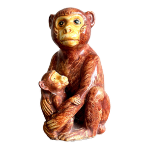 Vintage Boho Monkey Pair Statue