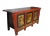 Late 19th Century Hand Painted 78" Long Red Gansu Sideboard Cabinet For Sale - Image 4 of 13