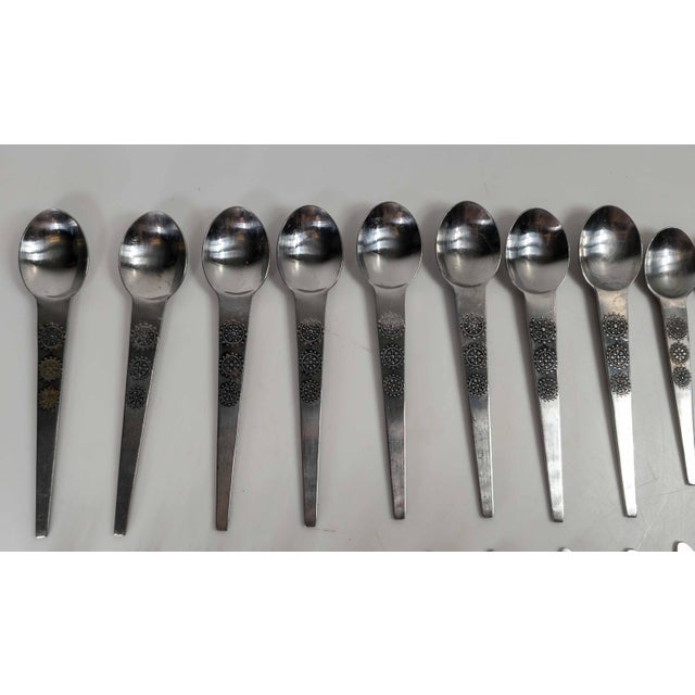 Mid-Century Modern Mid-Century Modernist 38 Piece Stainless Steel Flatware Set in San Moritz for National For Sale - Image 3 of 18