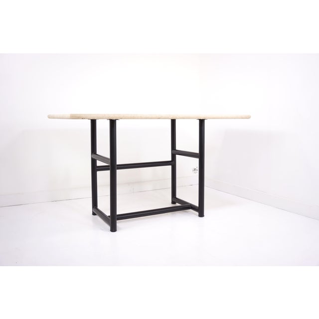 Metal Metal and Travertine Table, 1980s For Sale - Image 7 of 7