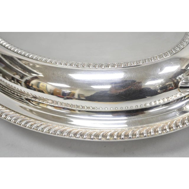 Metal Antique English Regency Silver Plated Large Covered Serving Dish 'M" Monogram For Sale - Image 7 of 17