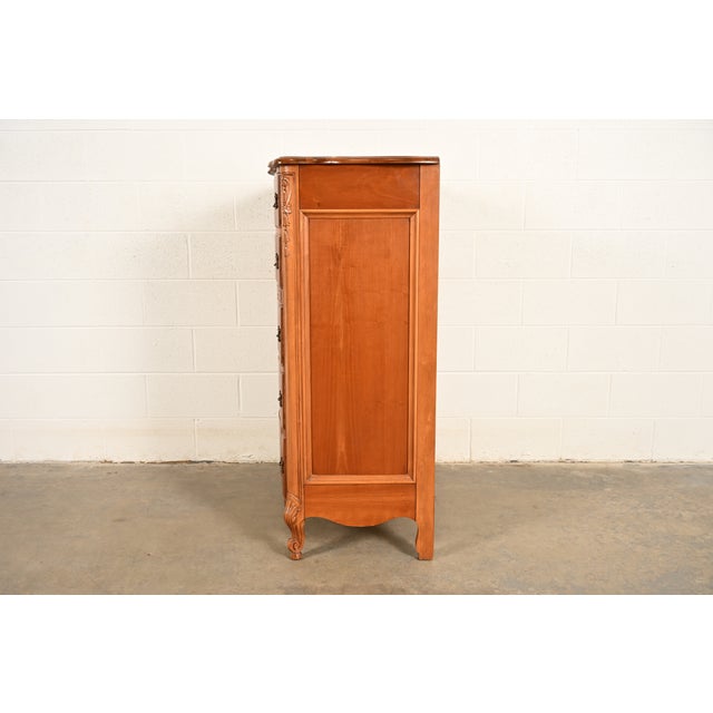 Kent Coffey French Provincial Louis XV Carved Cherry Wood Highboy Dresser, Circa 1960s For Sale - Image 13 of 16
