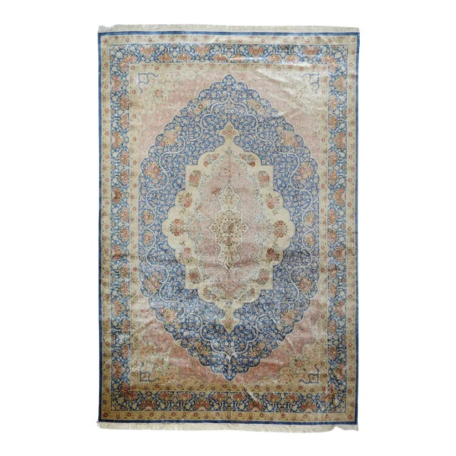 Extremely Fine Silk Persian Qum Rug 6'5'' X 9'8'' For Sale