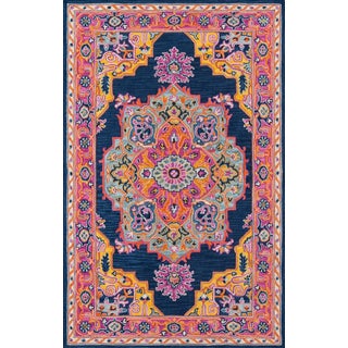 Ibiza Navy Hand Tufted Area Rug 6' X 9' For Sale