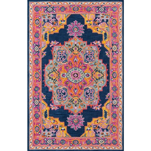 Ibiza Navy Hand Tufted Area Rug 6' X 9' For Sale