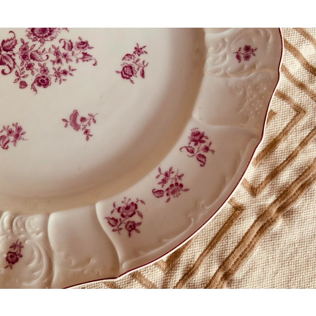 French Porcelain Large Round Serving Platter , Circa 1820 — Rose Floral For Sale - Image 12 of 12