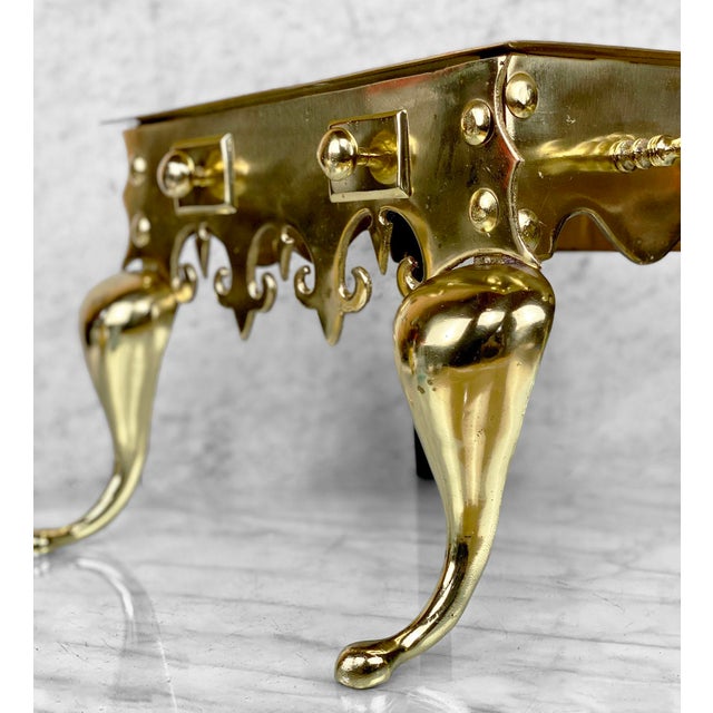 Vintage Traditional Victorian Brass Fireplace Footman Stool Chairish