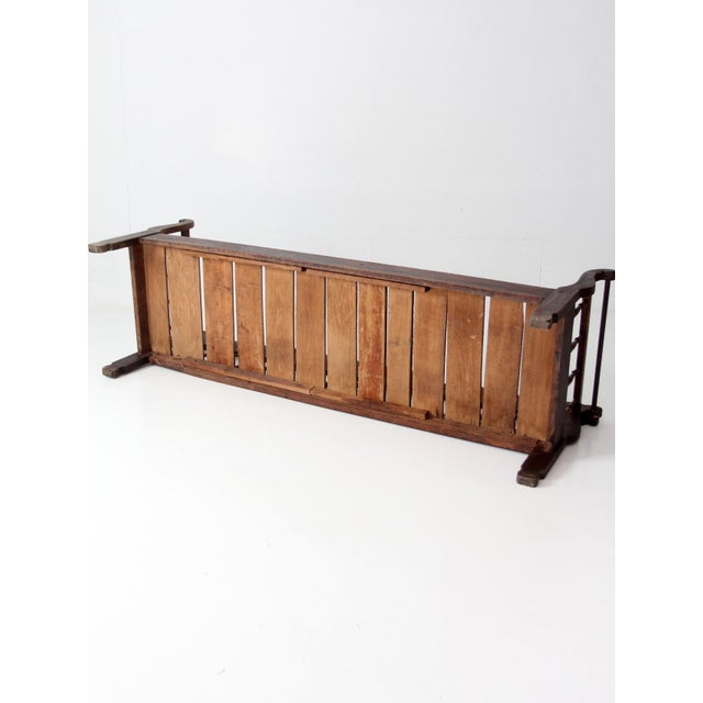 Antique 19th Century Wooden Spindle Back Bench With Scalloped Crest Rail For Sale - Image 13 of 18