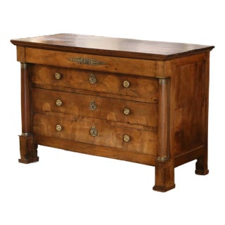 Early 19th Century French Empire Carved Walnut Four-Drawer Commode For Sale