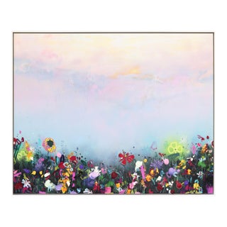 Soft Summer - Large Contemporary Abstract Textured Cool Tone Landscape Original Artwork by Lee Herring For Sale