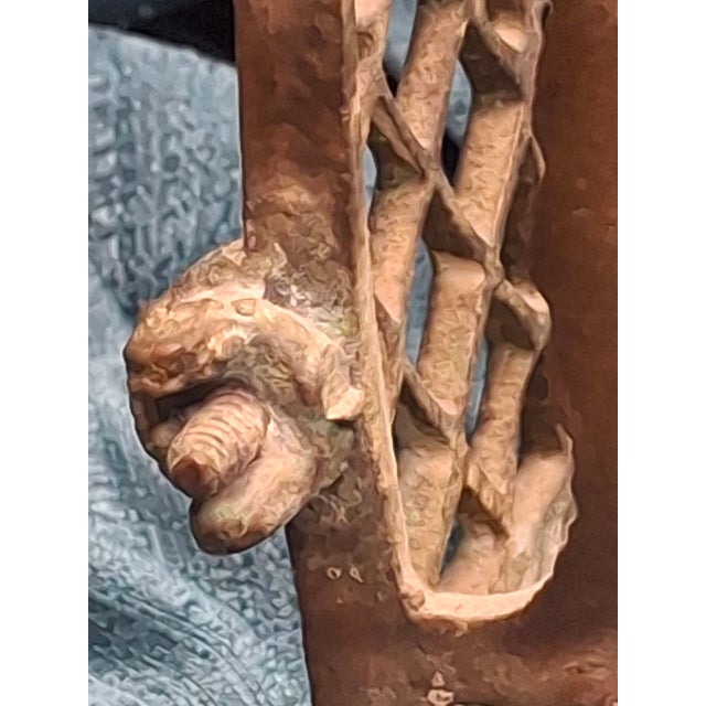 Antique Early 19thC Polish Brass Bench Menorah Lions Eagle Hanukkah Lamp Rare For Sale - Image 14 of 18