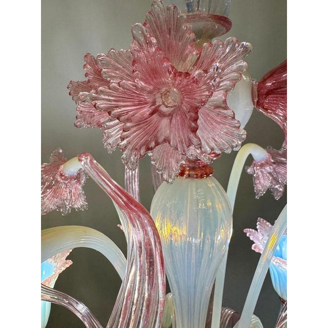 1950s Six-Light Chandelier in Pink Murano, 1950s For Sale - Image 5 of 10