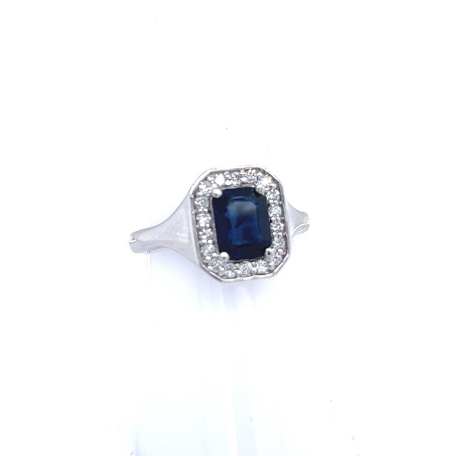 Natural Sapphire Diamond Ring Size 6.25 14k W Gold 1.82 TCW Certified $4,950 216683 This is a Unique Custom Made Glamorous...