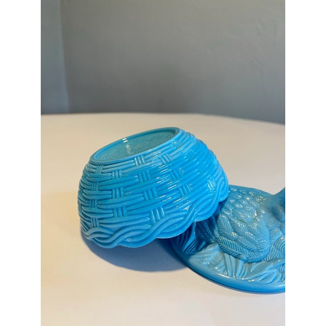 Vintage Heisey Bird on Nest-Light Blue Milk Glass Candy Dish For Sale In Greenville, SC - Image 6 of 6