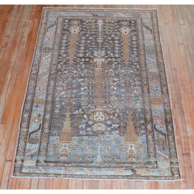Early 20th Century Antique Gray Brown Malayer Rug - 4'5" x 6'8" For Sale - Image 5 of 8