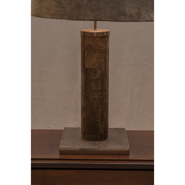 Wood Large Architectural Cork Table Lamp, 1970s For Sale - Image 7 of 12