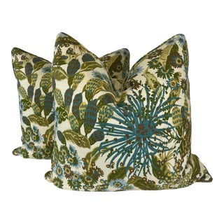 Duralee "Esalen" in Green 22" Pillows-A Pair For Sale