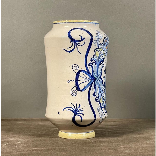 Antique Savona Ceramic Albarello, 1700s For Sale - Image 4 of 8