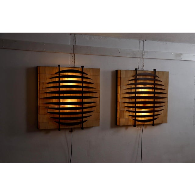 Sculptural Walnut and Paper Wall Lights, Italy, 1960s For Sale - Image 6 of 17