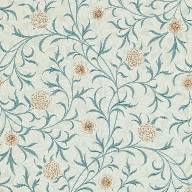 Morris & Co Scroll Wallpaper in Loden/Slate - a Sample For Sale