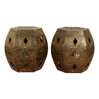 Pair of Vintage Chinese Brass Garden Seats For Sale