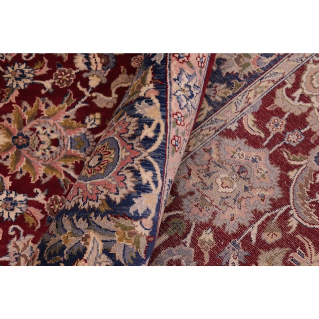 Textile Shabby Chic Beautiful 1990's Floral Pak-Persian Red/Teal Wool Rug - 6'4'' X 9'2'' For Sale - Image 7 of 9