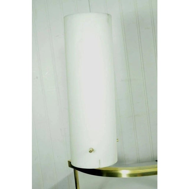 Brown Vintage Mid Century Modern Stilnovo Brass Walnut & Glass Sculptural Table Lamp For Sale - Image 8 of 11
