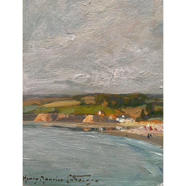 Small oil painting, bright landscape of French Brittany, very bright, beautiful frame This piece is attributed to the...