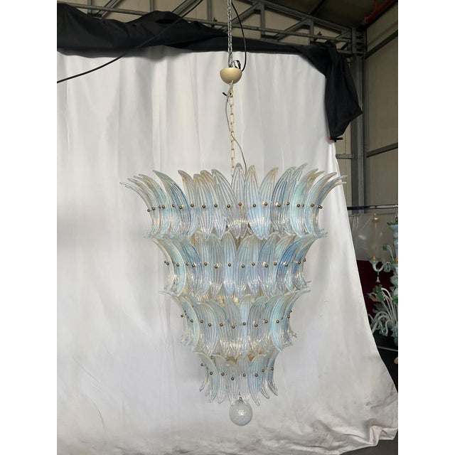 Italian Murano Glass Palmette Leaves Chandelier, 1980s For Sale - Image 14 of 18