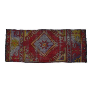 Small Vintage Handknotted Door Mat Rug For Sale