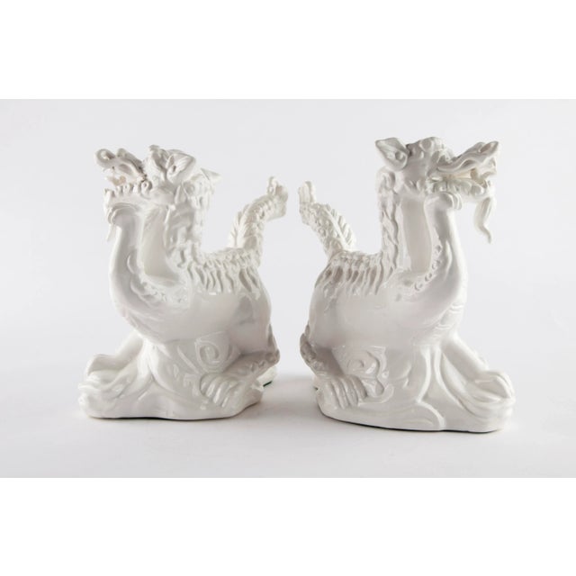 Figurative White Ceramic Chinese Qilin, Pair For Sale - Image 3 of 10