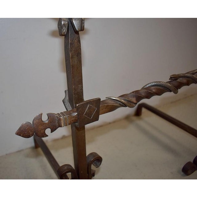 Wrought Iron Andirons, Late 19th Century, Set of 2 For Sale - Image 9 of 14
