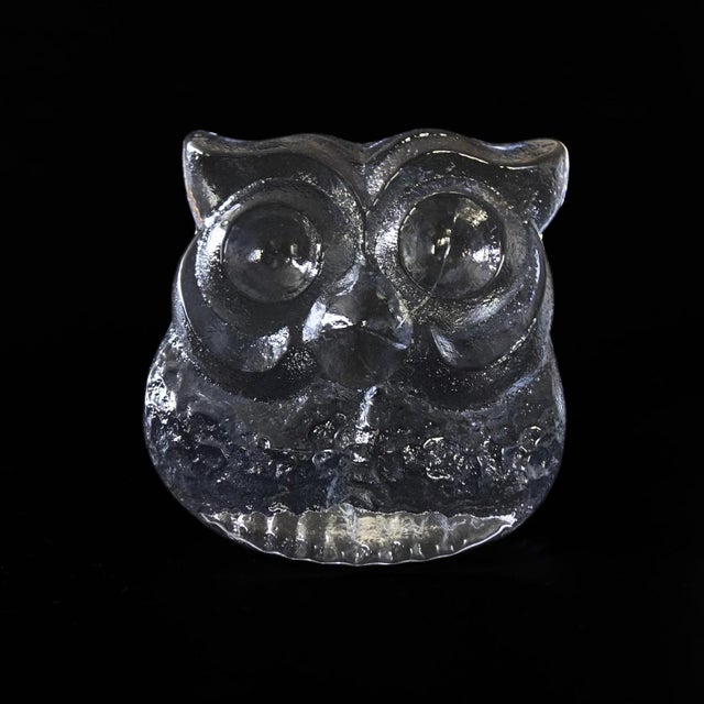 Glass Vintage Glass Figure of an Owl by Lars Hellsten For Sale - Image 7 of 8