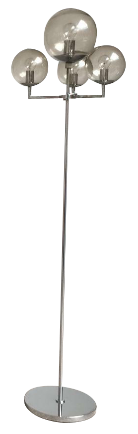 Mid-Century Space Age German Chrome and Glass Floor Lamp from Hustadt Leuchten, 1960s