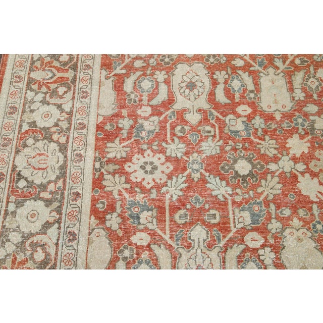 Red Red Antique Mahal Handmade Wool Rug For Sale - Image 8 of 9
