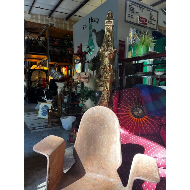 Brown Vintage Geometric Abstract Metal Chair in the Style of Oswald H For Sale - Image 8 of 12