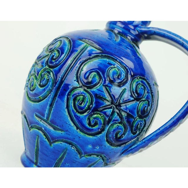 1950s Large Mid-Century Italian Ars Vase Jug in Blue Glaze Rimini , 1950s For Sale - Image 5 of 10