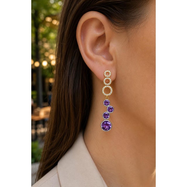 Contemporary Silver Amethyst Earrings, Pair For Sale - Image 6 of 6