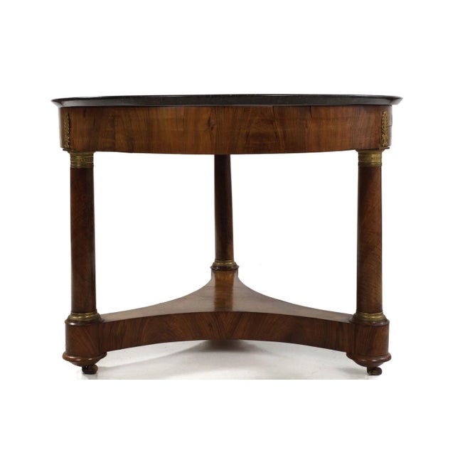 French Empire Antique Burl Walnut Center Table W/ Black Marble Top Circa 1815 For Sale - Image 6 of 12