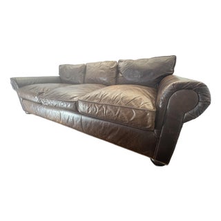 Rh Original Lancaster Leather 3-Cushion Sofa – 8' | Luxe Depth | Italian Brompton | Cocoa For Sale