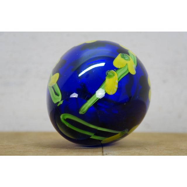 Murano Vintage Italian Murano Laburnum Cobalt Blue Glass Bud Vase Urn 6" For Sale - Image 4 of 12