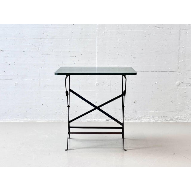 Contemporary Vintage Folding Table in Metal with Cast Iron Frames, 1950s For Sale - Image 3 of 16