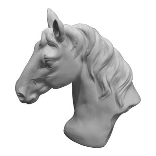 Late 20th Century White Porcelain Horse Head Sculpture For Sale