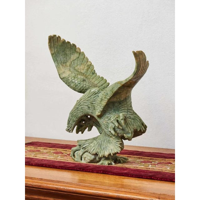 Hand-Carved Stylized Eagle in Soapstone For Sale - Image 4 of 12