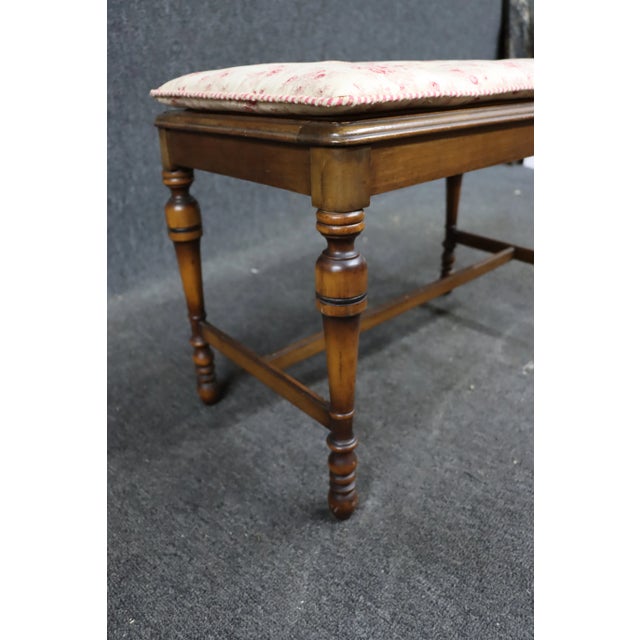 Jacobean Jacobean Style Walnut Tufted Vanity Bench For Sale - Image 3 of 6