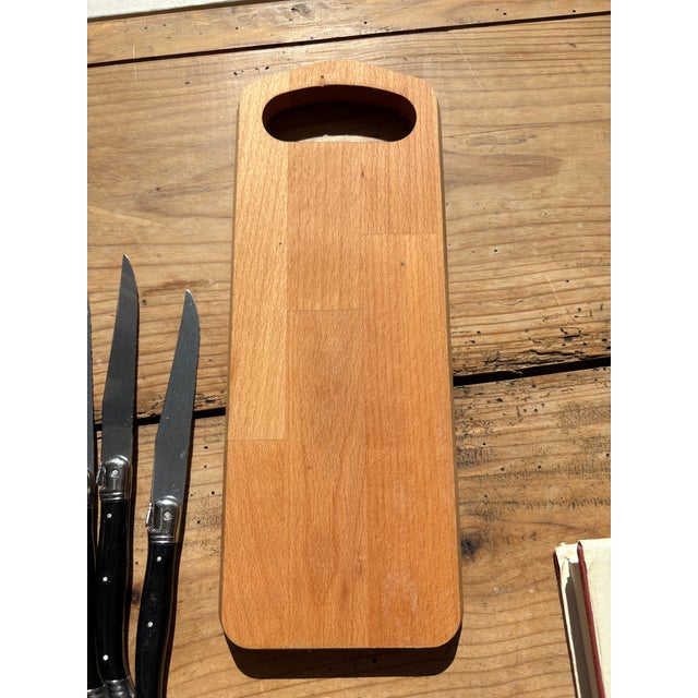 Late 20th Century French Laguiole Steak with Black Handles and Cutting Board Knife Set - 7 pcs For Sale - Image 16 of 16