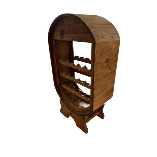 Rustic Freestanding Mexican Barrel-Style Wooden Wine Rack and Glass Holder, 1980 For Sale - Image 9 of 13