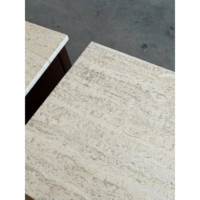 1960s Travertine & Walnut Nightstands by American of Martinsville - Pair For Sale - Image 15 of 17